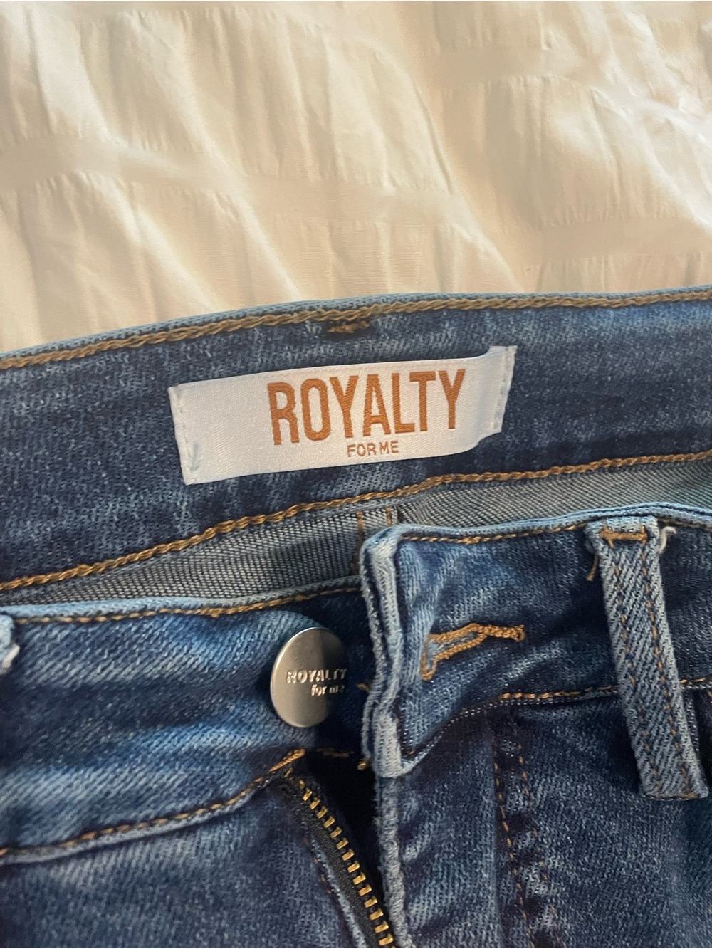 Royalty For Me Dark Blue Jeans with Red Stitching